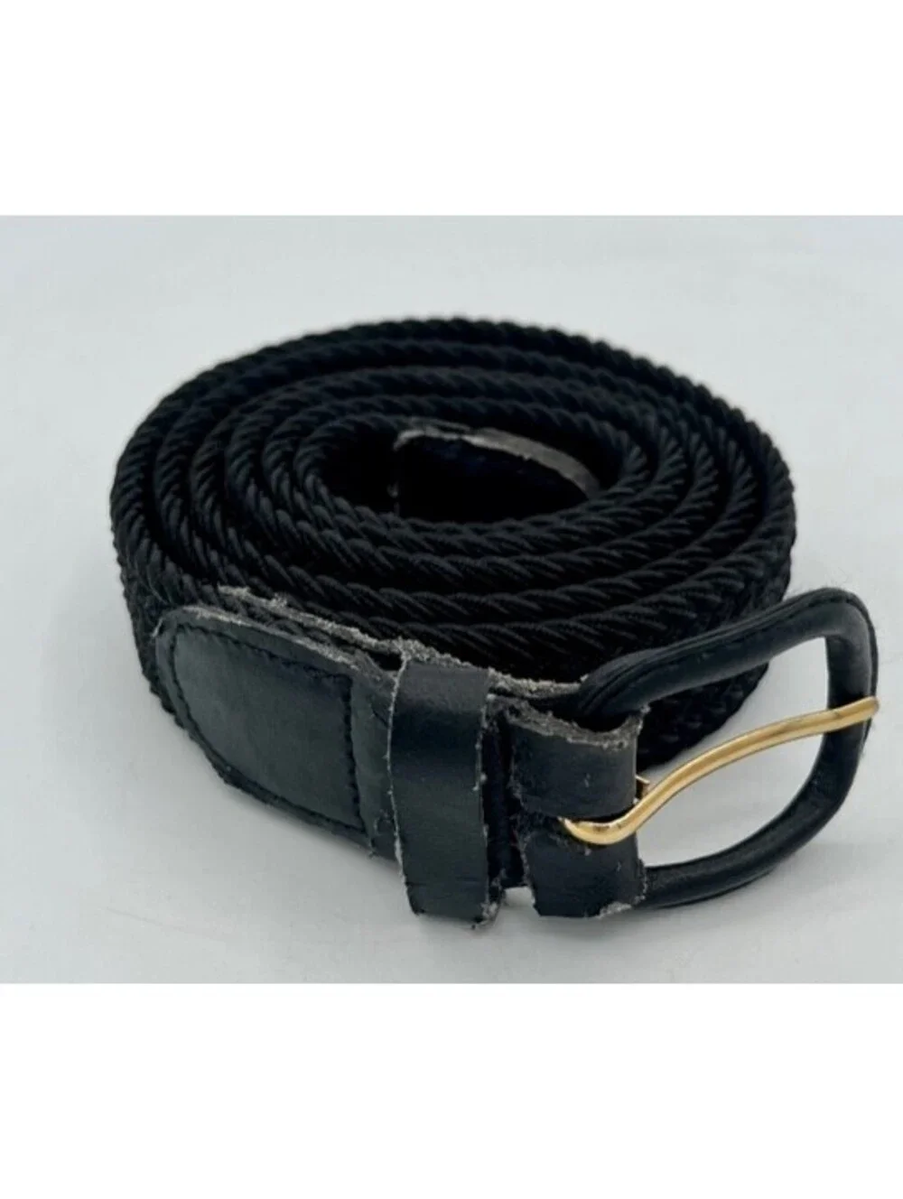 Black Braided Belt Bonded Leather Size XL 42-44 Good Condition